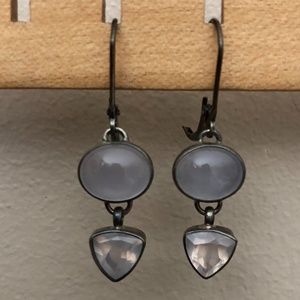 Chalcedony and rose quartz sterling silver earring